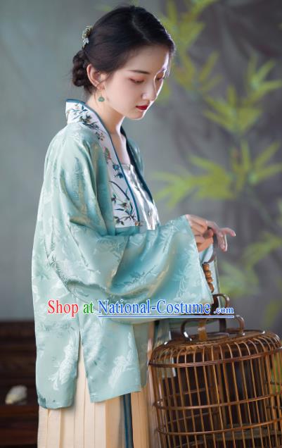 Chinese Traditional Clothing Classical Light Green Shirt Tang Suit Upper Outer Garment National Jacket for Women