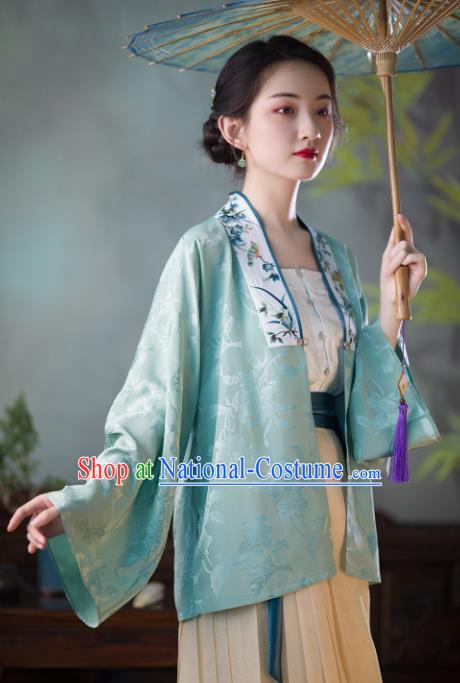 Chinese Traditional Clothing Classical Light Green Shirt Tang Suit Upper Outer Garment National Jacket for Women