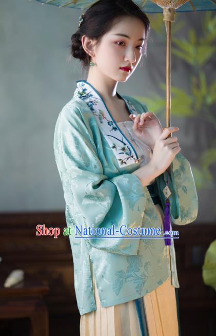 Chinese Traditional Clothing Classical Light Green Shirt Tang Suit Upper Outer Garment National Jacket for Women