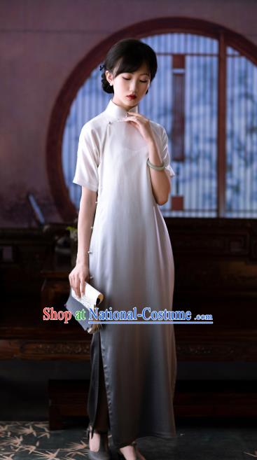 Chinese Traditional Qipao National Women Dress Classical Gradient Silk Cheongsam Costume