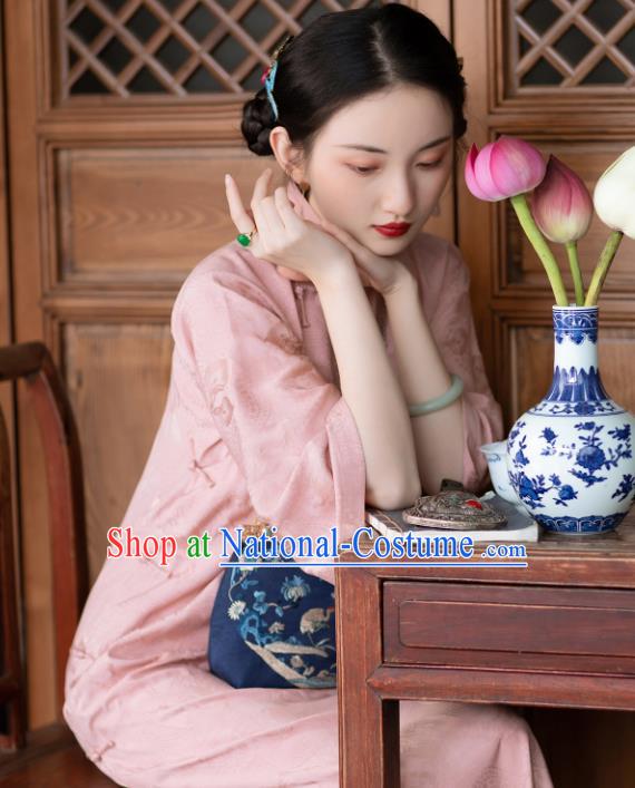 Chinese National Classical Qipao Dress Traditional Women Pink Silk Cheongsam Costume