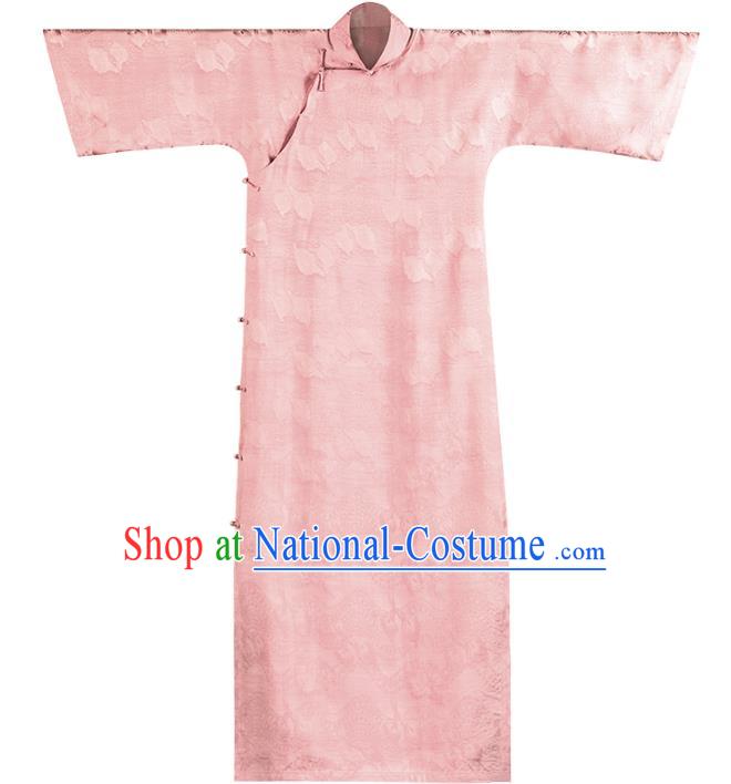 Chinese National Classical Qipao Dress Traditional Women Pink Silk Cheongsam Costume