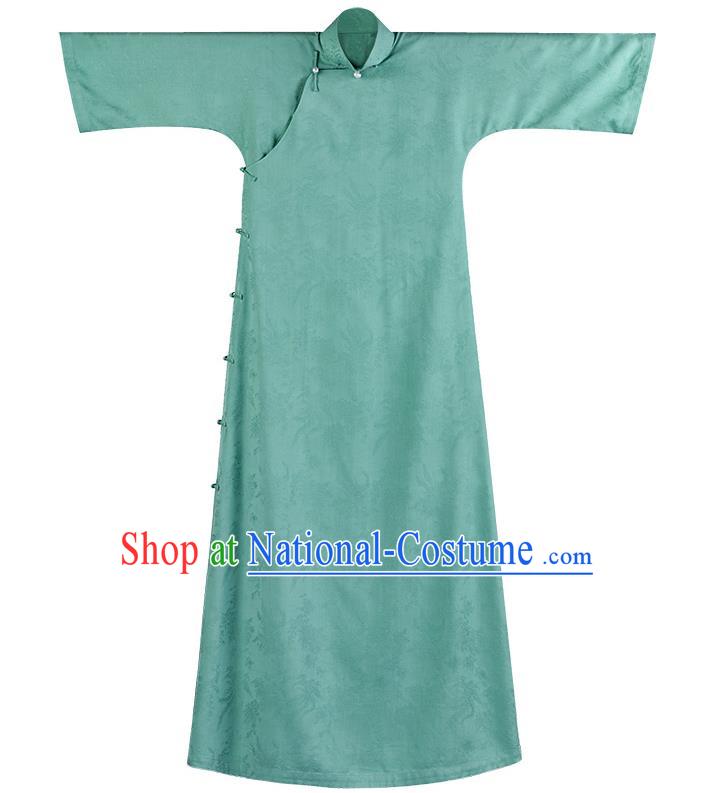 Chinese Traditional Women Cheongsam Costume National Classical Green Silk Qipao Dress