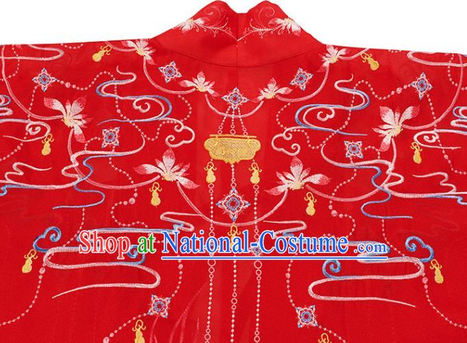 Traditional China Song Dynasty Wedding Clothing Ancient Royal Princess Embroidered Red Hanfu Dress