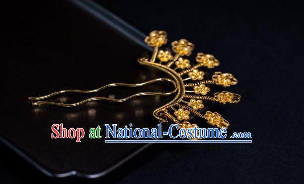 China Ancient Empress Orchids Hair Stick Ming Dynasty Hair Accessories Palace Queen Gilding Hairpin