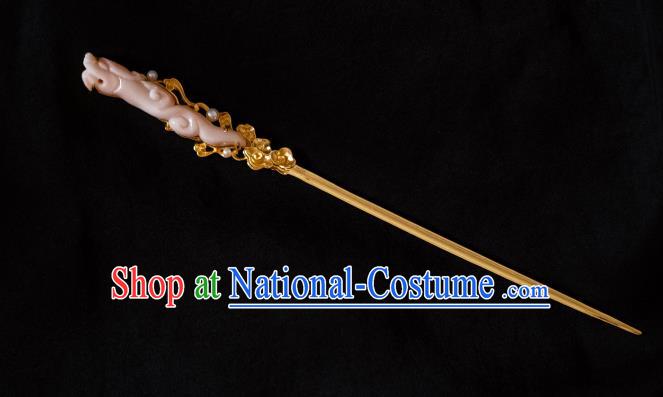 China Ming Dynasty Dragon Pattern Hair Stick Ancient Gilding Hairpins Empress Hair Accessories