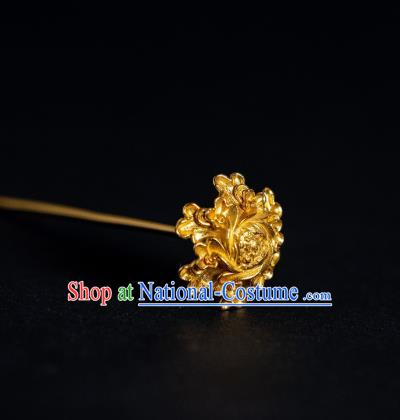 China Ming Dynasty Palace Hair Stick Ancient Gilding Peony Hairpins Court Empress Hair Accessories