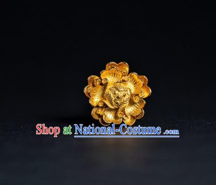 China Ancient Court Empress Hair Accessories Gilding Peony Hairpins Traditional Ming Dynasty Palace Hair Stick