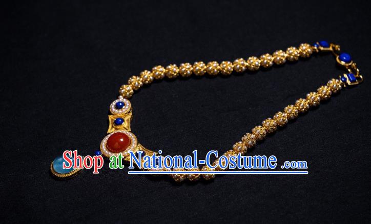 Chinese Traditional Sui Dynasty Princess Li Jingxun Gems Necklace Ancient Palace Lady Jewelry Accessories