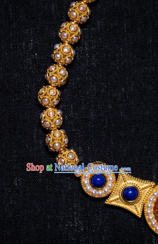 Chinese Traditional Sui Dynasty Princess Li Jingxun Gems Necklace Ancient Palace Lady Jewelry Accessories