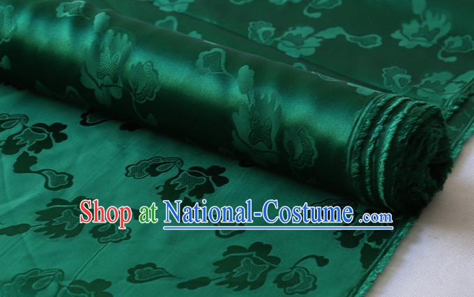 Asian Hanfu Satin Cloth Chinese Traditional Pattern Design Deep Green Silk Drapery Mulberry Silk Fabric