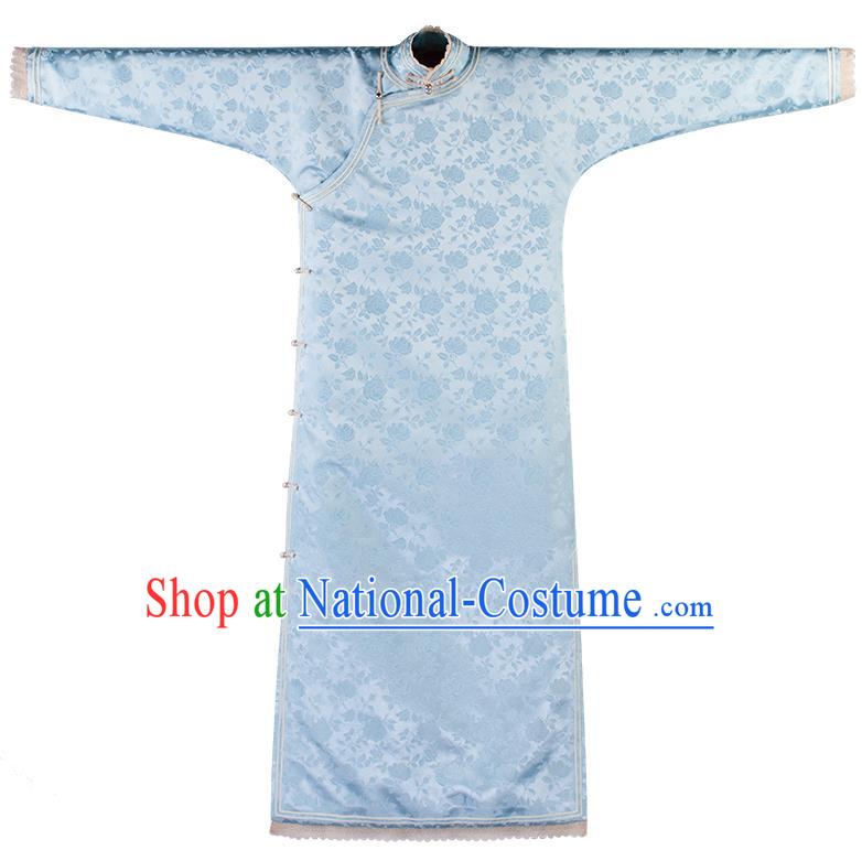 China Traditional Costume National Women Dress Classical Cheongsam Light Green Silk Qipao