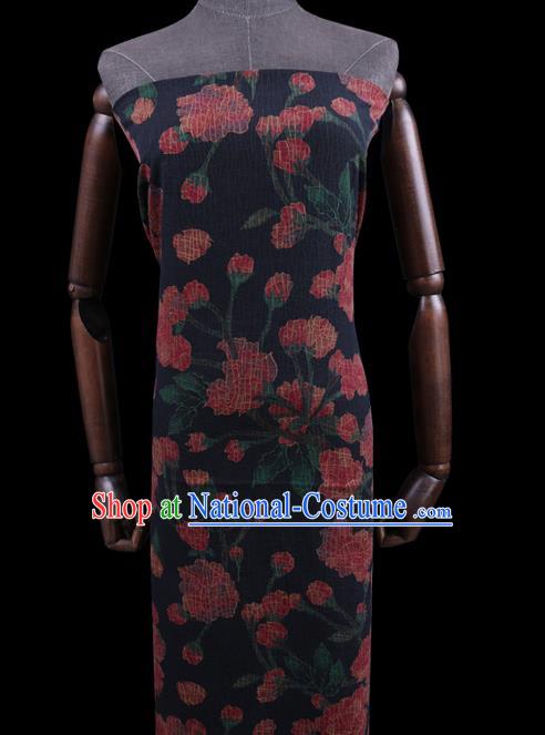 Chinese Classical Pattern Black Watered Gauze Asian Gambiered Guangdong Silk Fabric Traditional Cheongsam Cloth Drapery