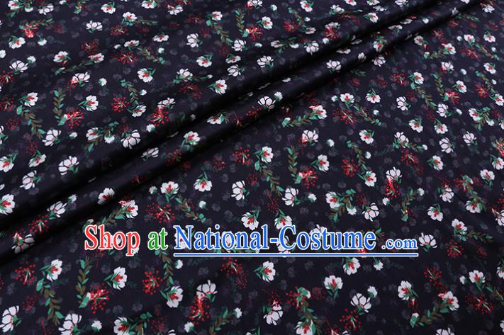 Asian Cheongsam Cloth Satin Drapery Chinese Classical Floral Pattern Black Watered Gauze Fabric Traditional Gambiered Guangdong Silk