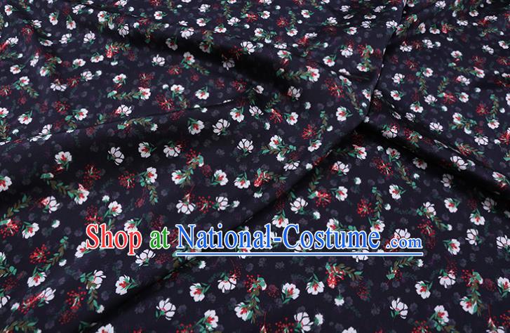 Asian Cheongsam Cloth Satin Drapery Chinese Classical Floral Pattern Black Watered Gauze Fabric Traditional Gambiered Guangdong Silk