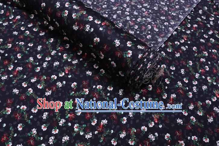 Asian Cheongsam Cloth Satin Drapery Chinese Classical Floral Pattern Black Watered Gauze Fabric Traditional Gambiered Guangdong Silk