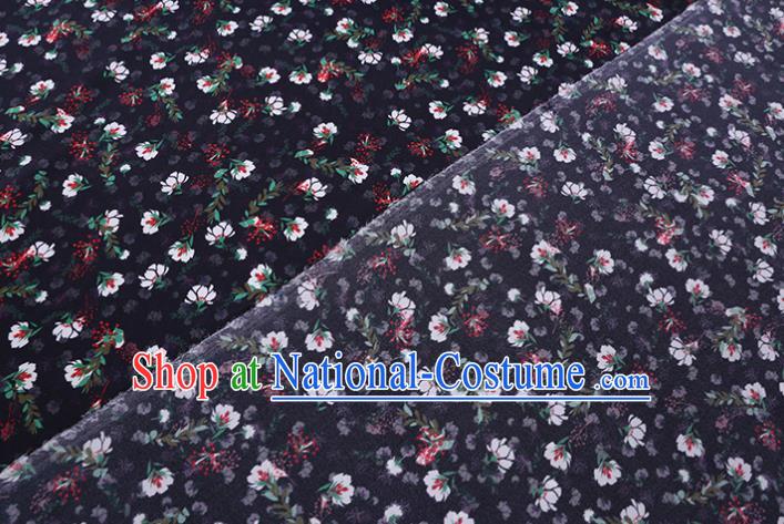 Asian Cheongsam Cloth Satin Drapery Chinese Classical Floral Pattern Black Watered Gauze Fabric Traditional Gambiered Guangdong Silk