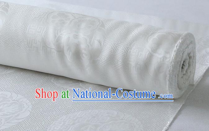 Chinese Traditional Cheongsam Cloth Fabric Classical Royal Pattern White Silk Drapery