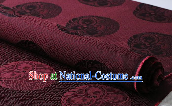 Traditional Classical Royal Pattern Purplish Red Silk Drapery Chinese Cheongsam Cloth Fabric