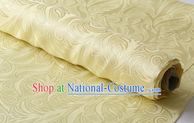 Chinese Classical Sago Flowers Pattern Damask Fabric Traditional Yellow Jacquard Cloth Cheongsam Silk Drapery