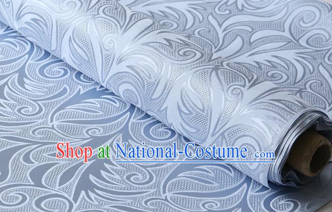 Chinese Traditional Cheongsam Jacquard Cloth Silk Drapery Classical Sago Flowers Pattern Lake Blue Damask Fabric