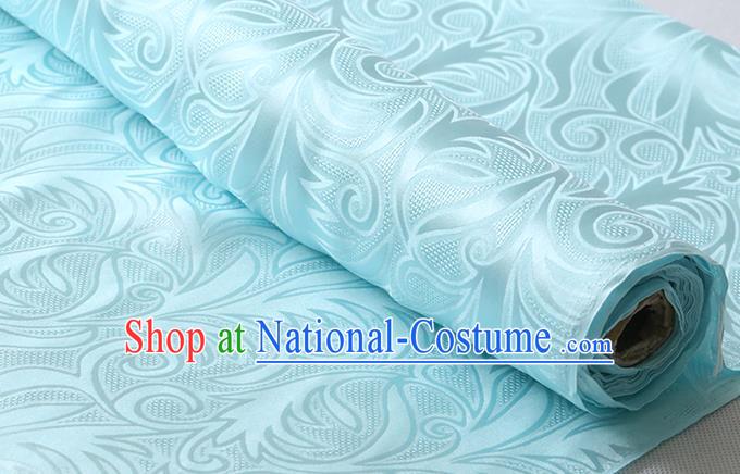 Chinese Classical Sago Flowers Pattern Light Blue Damask Fabric Traditional Cheongsam Jacquard Cloth Silk Drapery