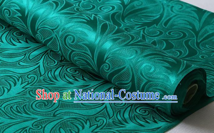 Chinese Classical Sago Flowers Pattern Damask Fabric Jacquard Cloth Traditional Cheongsam Green Silk Drapery