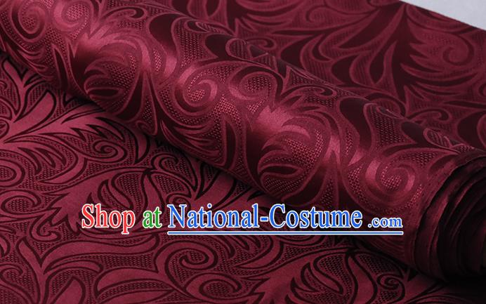 Chinese Traditional Purplish Red Silk Drapery Cheongsam Jacquard Cloth Classical Sago Flowers Pattern Damask Fabric