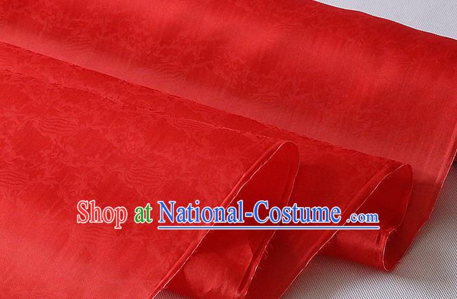 Chinese Organza Fabric Cheongsam Classical Phoenix Peony Pattern Silk Drapery Traditional Red Jacquard Damask Cloth