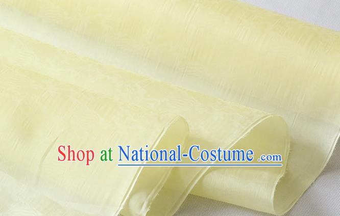 Chinese Traditional Cheongsam Jacquard Damask Cloth Light Yellow Organza Fabric Classical Phoenix Peony Pattern Silk Drapery