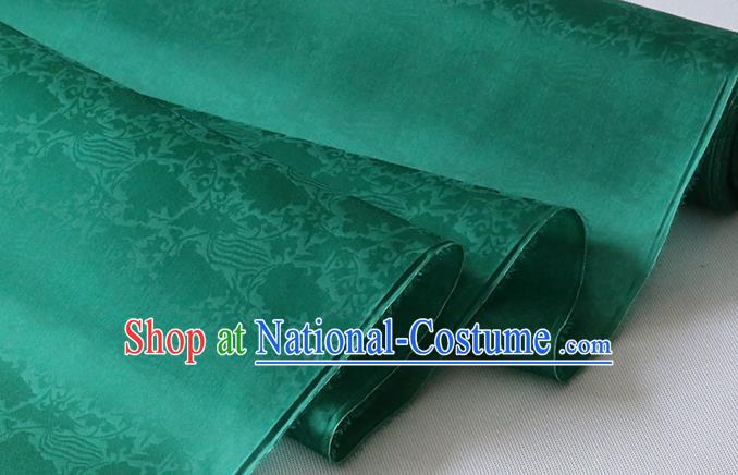 Chinese Classical Phoenix Peony Pattern Silk Drapery Traditional Deep Green Organza Fabric Hanfu Dress Jacquard Damask Cloth