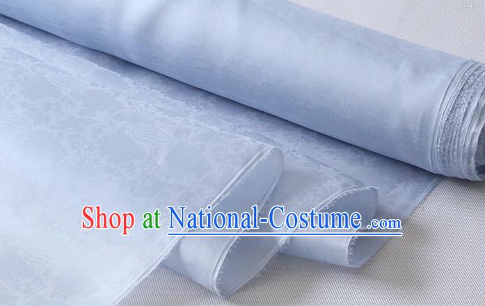 Chinese Traditional Jacquard Cloth Hanfu Dress Classical Phoenix Peony Pattern Organza Fabric Light Blue Silk Drapery Damask