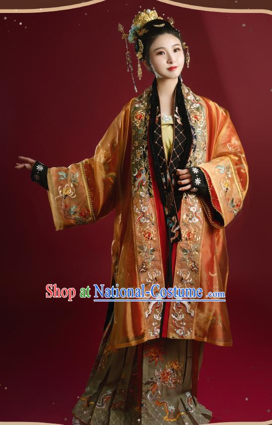 China Traditional Song Dynasty Historical Costumes Ancient Court Empress Embroidered Hanfu Clothing Full Set