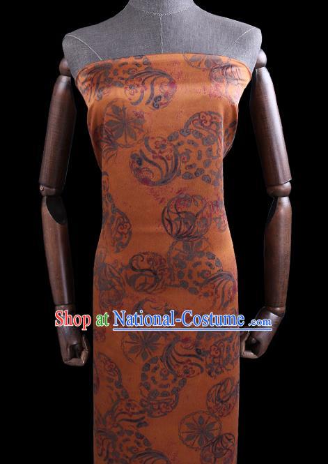 Chinese Classical Pattern Ginger Silk Drapery Traditional Gambiered Guangdong Gauze Cheongsam Fabric