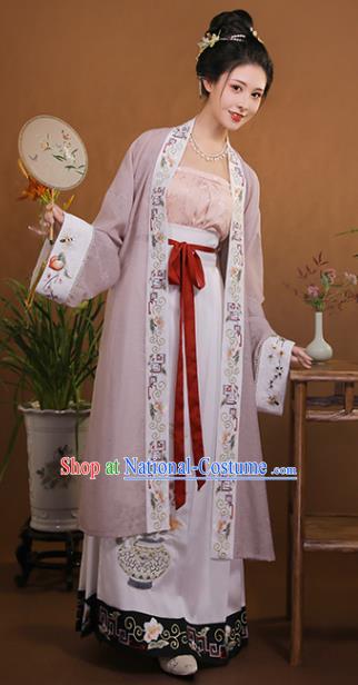 Ancient China Young Mistress Embroidered Costumes Traditional Song Dynasty Noble Lady Hanfu Dress Clothing