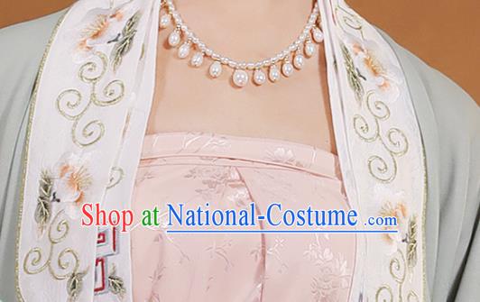 Ancient China Young Mistress Embroidered Costumes Traditional Song Dynasty Noble Lady Hanfu Dress Clothing