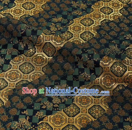 Japanese Traditional Sakura Pattern Design Brocade Nishijin Tapestry Satin Asian Kimono Black Fabric