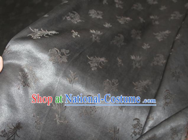 Chinese Classical Plum Orchid Bamboo Chrysanthemum Pattern Silk Drapery Traditional Grey Gambiered Guangdong Gauze Cheongsam Fabric