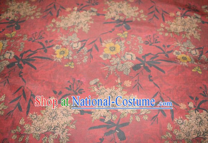 Chinese Classical Crack Pattern Silk Drapery Traditional Gambiered Guangdong Gauze Cheongsam Red Fabric