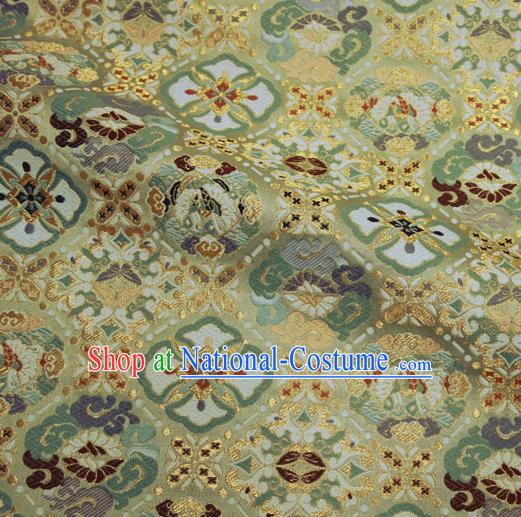 Asian Traditional Dragon Pattern Design Yellow Brocade Nishijin Tapestry Satin Japanese Kimono Cloth Fabric