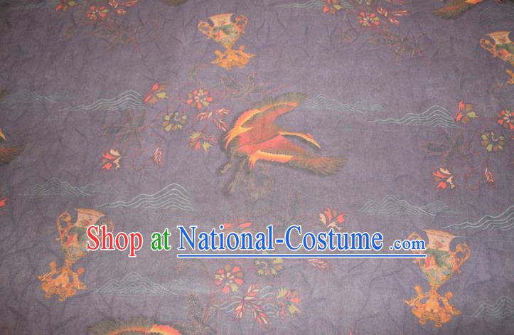 Chinese Cheongsam Nazvy Satin Fabric Traditional Gambiered Guangdong Gauze Classical Wild Goose Pattern Silk Drapery