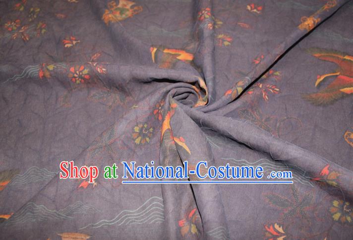 Chinese Cheongsam Nazvy Satin Fabric Traditional Gambiered Guangdong Gauze Classical Wild Goose Pattern Silk Drapery