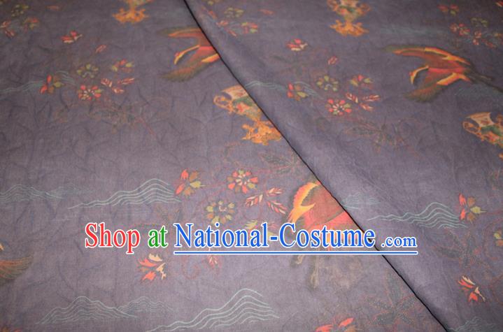 Chinese Cheongsam Nazvy Satin Fabric Traditional Gambiered Guangdong Gauze Classical Wild Goose Pattern Silk Drapery