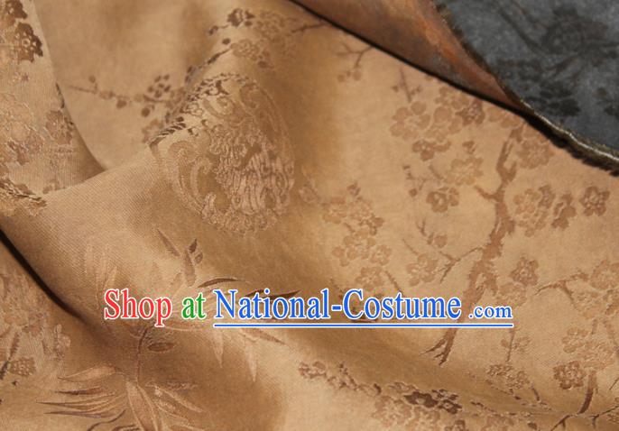 Chinese Classical Plum Bamboo Pattern Silk Drapery Traditional Cheongsam Gambiered Guangdong Gauze Ginger Silk Fabric