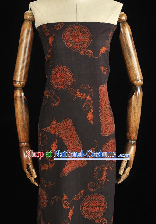 Chinese Traditional Silk Drapery Cheongsam Black Silk Fabric Classical Auspicious Pattern Gambiered Guangdong Gauze