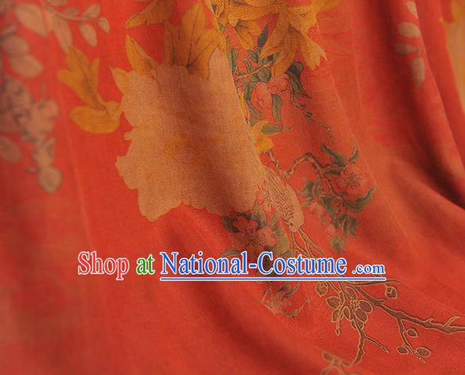 Chinese Traditional Red Silk Drapery Cheongsam Cloth Fabric Classical Peony Butterfly Pattern Gambiered Guangdong Gauze