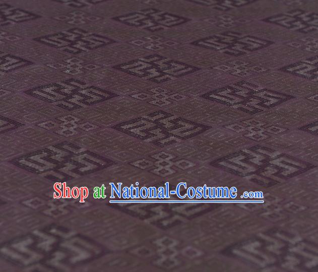 Chinese Purple Gambiered Guangdong Gauze Traditional Cheongsam Cloth Classical Rhombus Pattern Silk Fabric