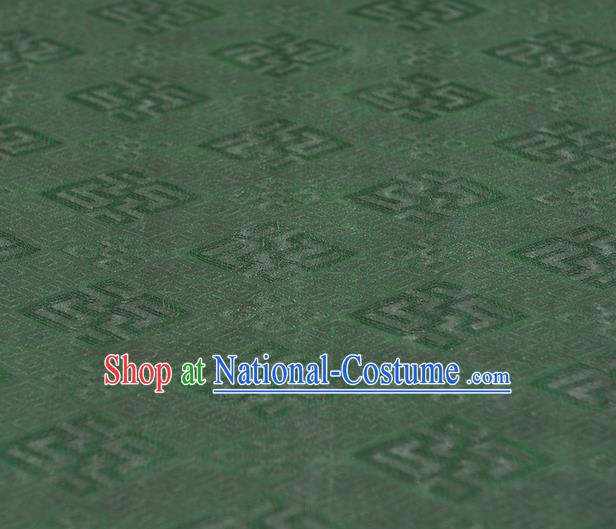 Chinese Traditional Green Silk Fabric Cheongsam Classical Rhombus Pattern Gambiered Guangdong Gauze Cloth