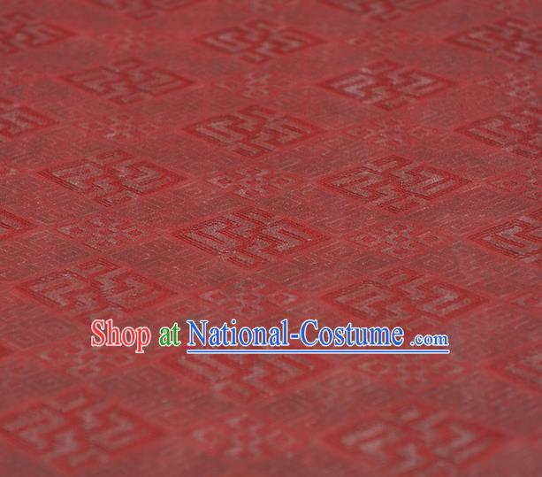 Chinese Cheongsam Classical Rhombus Pattern Gambiered Guangdong Gauze Cloth Traditional Red Silk Fabric