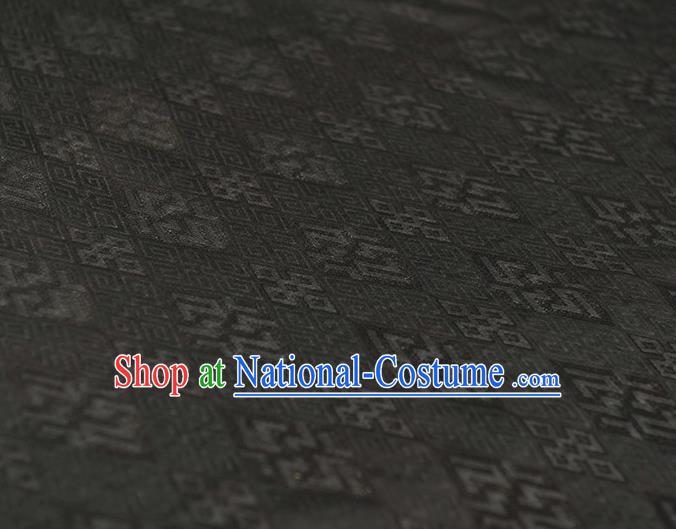 Chinese Cheongsam Cloth Traditional Black Silk Fabric Classical Rhombus Pattern Gambiered Guangdong Gauze